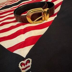 Ralph Lauren Vintage Gold Buckle Brown Leather Belt